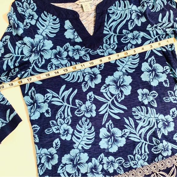 Tommy Bahama Hoani Hibiscus Embroidered Tunic Top Island Navy Small Resortwear - Picture 7 of 12